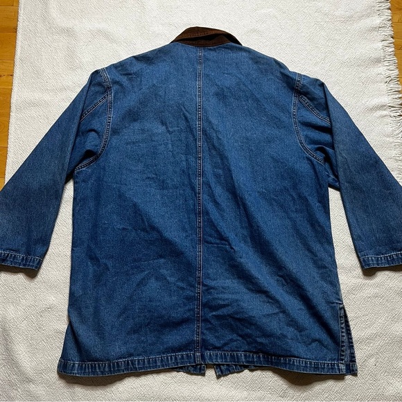 VTG Denim Embroidered Moose Pine Cones Canoe Cottage Chore Jacket XL - Picture 9 of 9